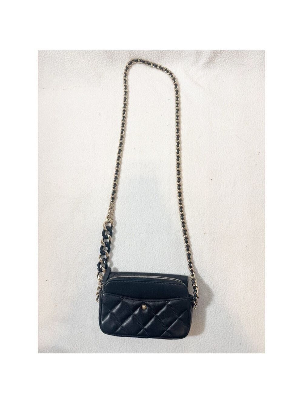 Chanel Mini Quilted Lambskin Chain Crossbody Bag Black Gold Hardware COA - Picture 8 of 16